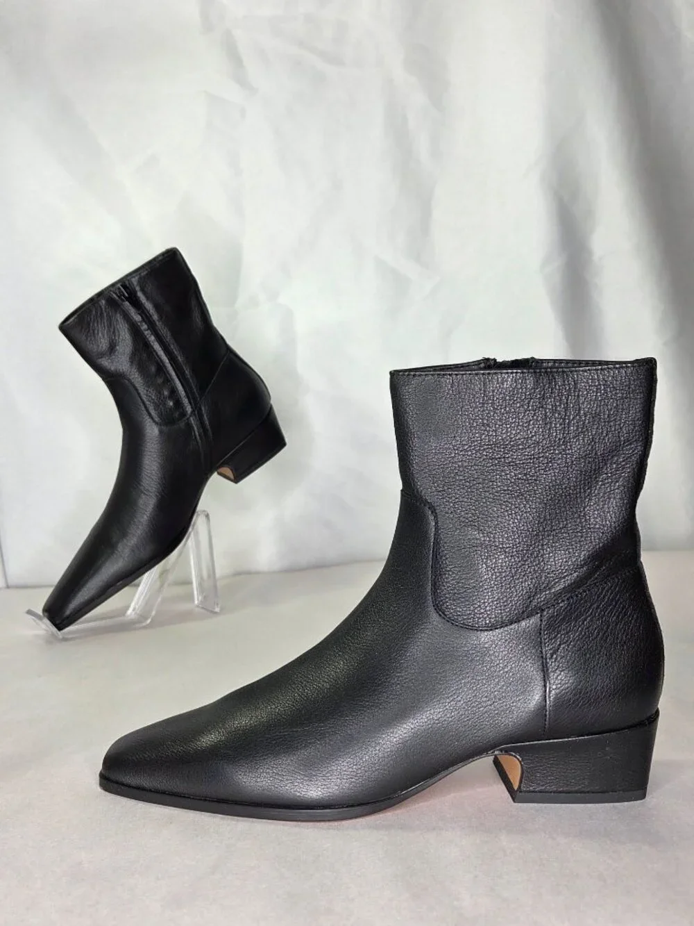 Steve Madden Dusty Ankle Booties - Black Leather, Size: 7.5